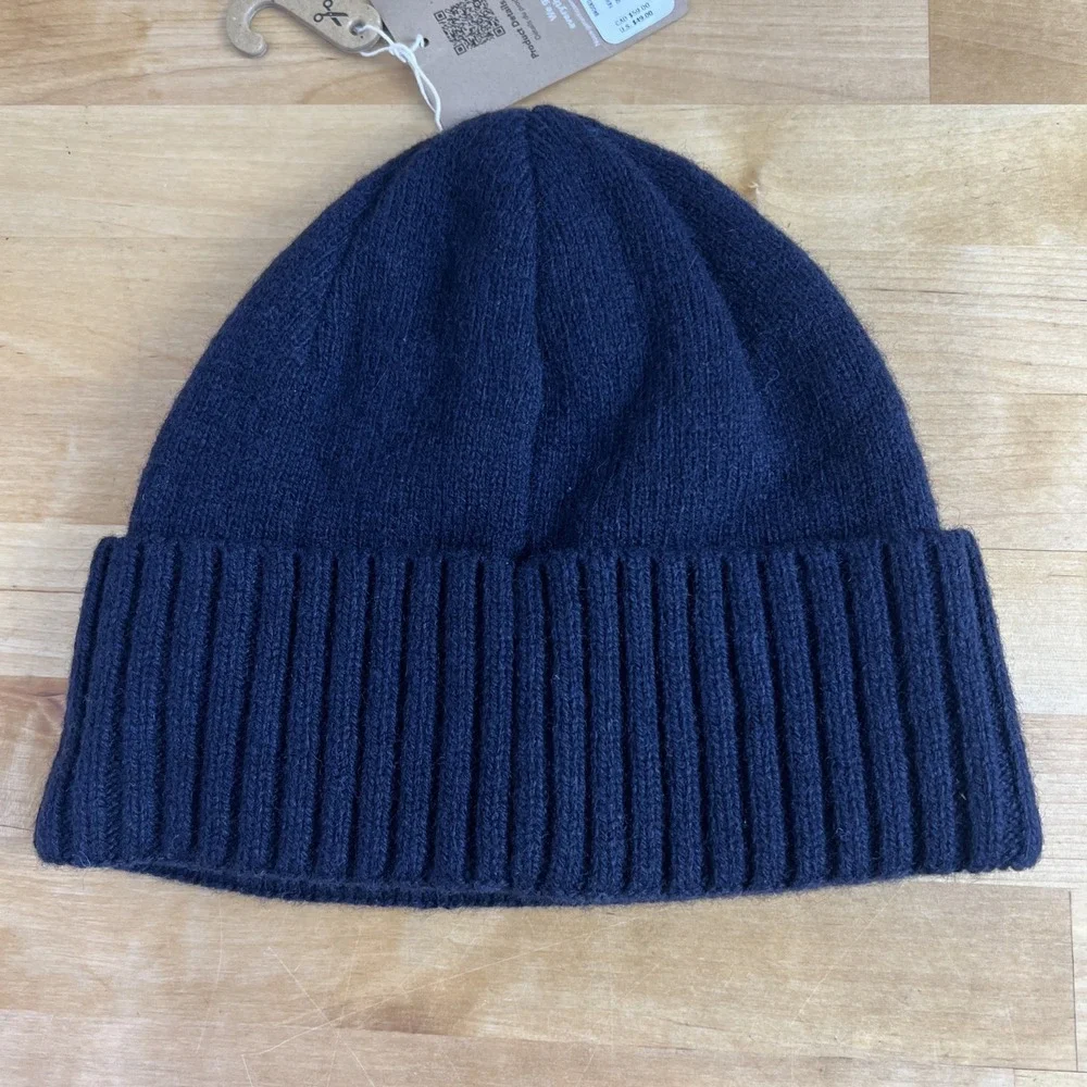 Patagonia Brodeo Beanie Hat One Size Wool Blend Navy Blue Ribbed Cuff NEW